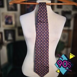 Structure Silk Tie Vintage 90s Blue Red Geometric Abstract Made in USA Necktie